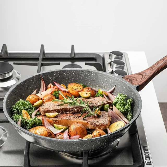 Alt view image 7 of 7 - Nonstick Frying Pans, Grey(9.5+11+12.5 Inch) | Swiss Granite Coating, Free of PFOA&PFOS, Compatible with All Stoves Including Induction Cooktops, Easy to Clean