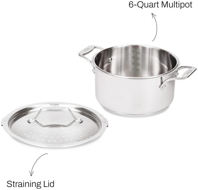 Alt view image 7 of 7 - Simply Strain Nonstick 6 Qt. Multipot with Straining Lid | Multipot with straining lid for straining liquids, Dishwasher safe, Oven Safe up to 6500°F
