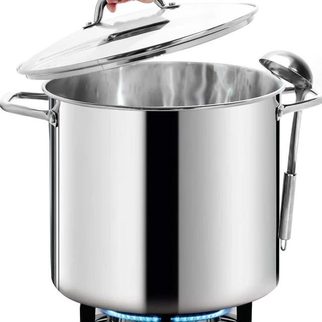 Main image of LARGE STOCK POT 24 Quart With Lid - Nickel Free Stainless Steel Cookware Stockpot 24 Quart - Healthy Cookware Polished Stockpots - Heavy Duty Induction Pot Soup Pot With Lid