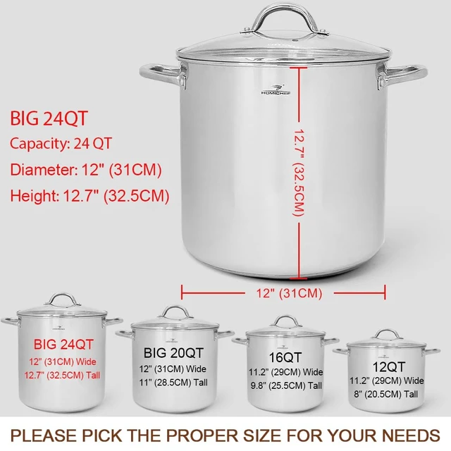 Alt view image 4 of 7 - LARGE STOCK POT 24 Quart With Lid - Nickel Free Stainless Steel Cookware Stockpot 24 Quart - Healthy Cookware Polished Stockpots - Heavy Duty Induction Pot Soup Pot With Lid