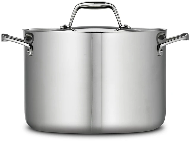 Alt view image 2 of 7 - Signature Tri-Ply Clad Stainless Steel 8-Quart Stock Pot | Induction-Ready Pasta Pot, Dishwasher-Safe, NSF-Certified, Made in Brazil