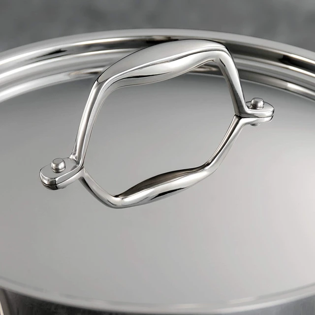 Alt view image 5 of 7 - Signature Tri-Ply Clad Stainless Steel 8-Quart Stock Pot | Induction-Ready Pasta Pot, Dishwasher-Safe, NSF-Certified, Made in Brazil