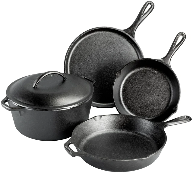 Main image of Cast Iron 5-Piece Set, PFAS-Free Pre-Seasoned Kitchen Set | PFAS-Free Cast Iron Set Includes Skillets, Griddle & Dutch Oven for Non-Toxic Everyday Cooking, Made in USA