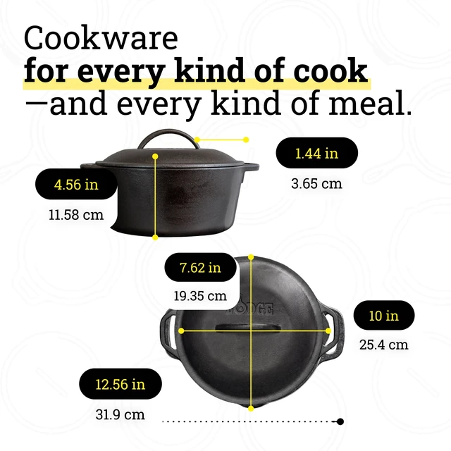 Alt view image 7 of 7 - Cast Iron 5-Piece Set, PFAS-Free Pre-Seasoned Kitchen Set | PFAS-Free Cast Iron Set Includes Skillets, Griddle & Dutch Oven for Non-Toxic Everyday Cooking, Made in USA