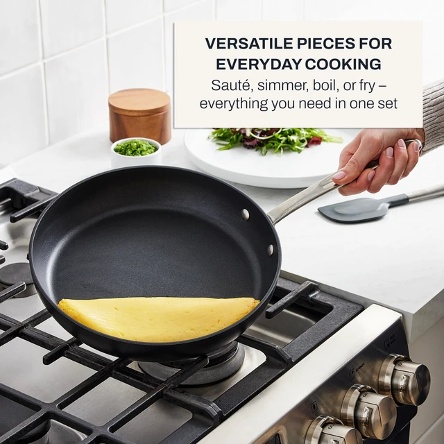 Alt view image 5 of 7 - HA1® Nonstick, 2-Piece Fry Pan Set, Induction Ready | 8" and 10" frying pans set, Long-lasting non-stick, Scratch-Resistant Exterior, Dishwasher safe, Oven Safe up to 500°F