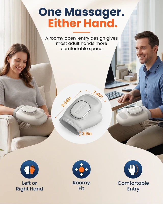 Alt view image 5 of 7 - Hand Massager with Heat and Compression for Arthritis Carpal Tunnel | FSA Eligible Items, Large Hand Chamber Fits Left Right Hand, 5 Compression Levels, 3 Modes,3 Heat Levels, Gift for Women Men