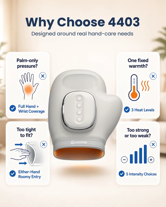Alt view image 7 of 7 - Hand Massager with Heat and Compression for Arthritis Carpal Tunnel | FSA Eligible Items, Large Hand Chamber Fits Left Right Hand, 5 Compression Levels, 3 Modes,3 Heat Levels, Gift for Women Men