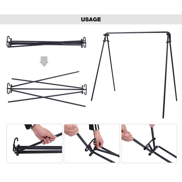 Alt view image 7 of 7 - Swing Campfire Grill Stand - Collapsible Campfire Cooking Rack with 6 Hooks & Iron Grill Grate, Portable Dutch Oven Hanger for Outdoor Camping, Cookware, Bonfire, Rectangle