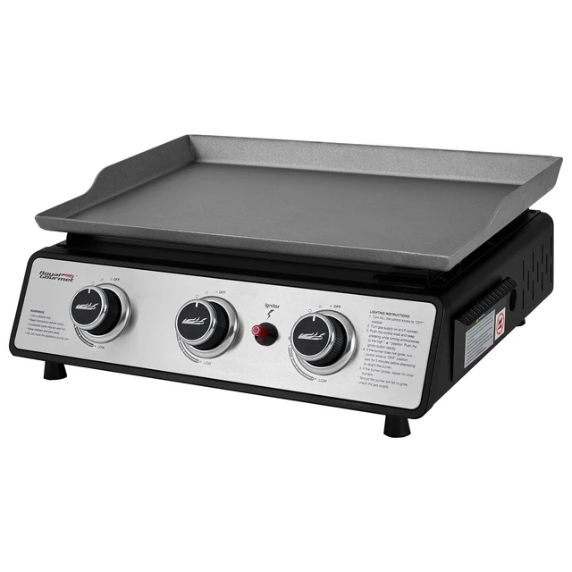 Alt view image 2 of 7 - PD1301S Portable 3-Burner Tabletop Gas Griddle | 25,500 BTU Cooking Power, 304 Sq. In. Cooking Surface | Ideal for Camping & Tailgating, Black & Silver