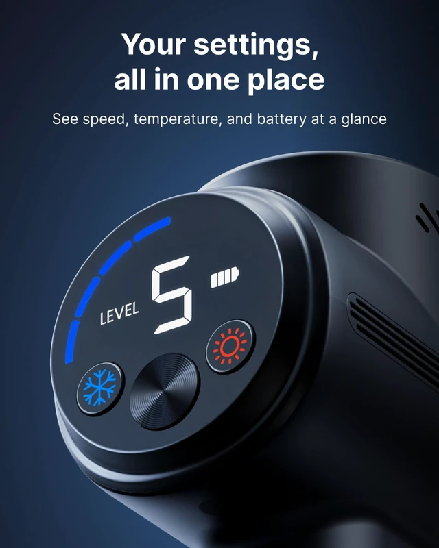 Alt view image 2 of 7 - Active Thermacool 2 Massage Gun with Intuitive Heat and Cold Control | VA Display Handheld Percussion 10mm Deep Tissue Massager for Neck Back Muscle, FSA Eligible Gift for Men Women Athletes HSA