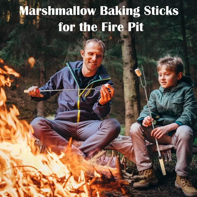 Alt view image 2 of 7 - 150 Pack 32 Inch Marshmallow Roasting Sticks for Fire Pit Bulk | Smores Skewers for Fire Pit Kit, Hot Dog Camping Skewers Accessories, Campfire Extendable Forks BBQ Tools