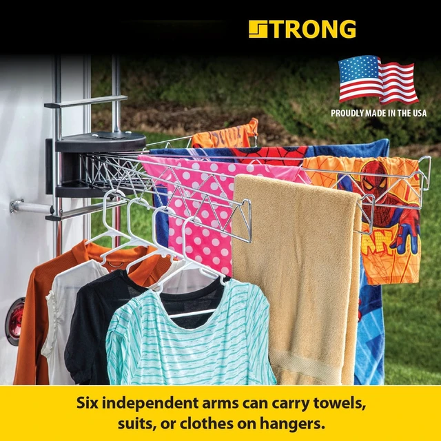 Alt view image 2 of 6 - Extend-A-Line 35" Clothes Line Retractable, Rack Hanger, Folding Swing Arm with Versatile Towel Bar for RVs, Drying, Motorhomes, Campers, and Home Laundry Spaces