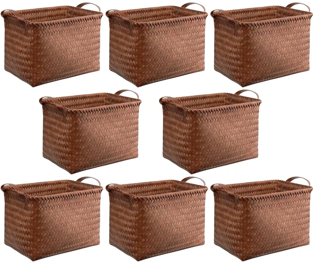 Main image of Handwoven Clothes Basket Laundry Hampers Large Wicker Storage Baskets for Shelves Blankets Closet Storage Bins Car Bedroom Bathroom Organizers and Storage Bath (8, Brown)