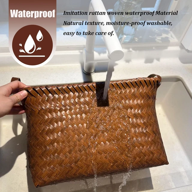 Alt view image 6 of 7 - Handwoven Clothes Basket Laundry Hampers Large Wicker Storage Baskets for Shelves Blankets Closet Storage Bins Car Bedroom Bathroom Organizers and Storage Bath (8, Brown)