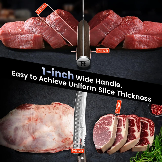 Alt view image 2 of 7 - Butcher Knife Set, Cleaver, Breaking & Boning Knife for Meat & BBQ | Japanese Style High Carbon Steel Kitchen Knives Set for Brisket Slicing, Wenge Wood Full Tang Ergonomic Handle, Ideal Gift