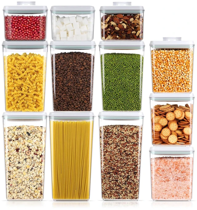 Main image of 12 Pcs Pop Food Storage Containers Airtight Food Storage Containers Set with Lids Kitchen Pantry Organization and Storage, 3.4Qt, 2.8Qt, 2.1Qt, 1.2Qt
