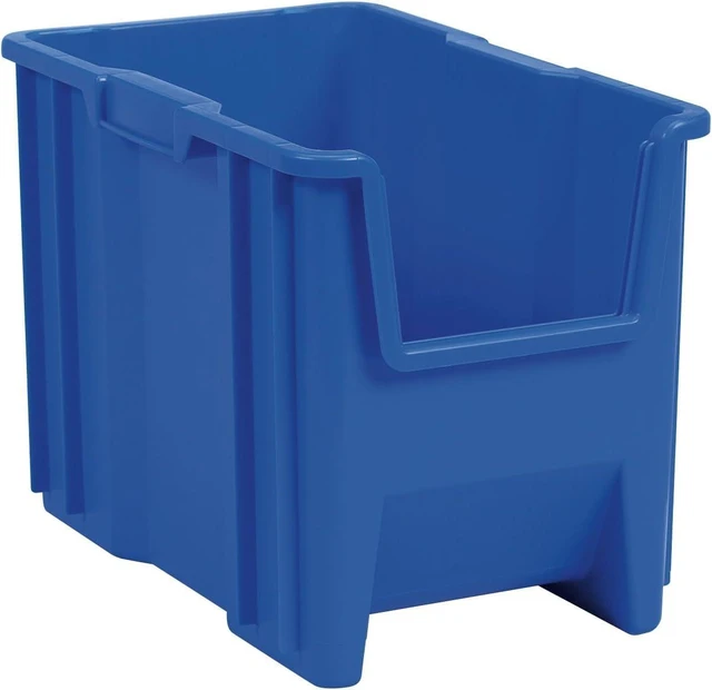 Main image of Stak-N-Store Stackable Storage Bins, 17.5"x11"x12.5", Blue, 4-Pk | Heavy Duty Garage Storage Containers, Open Front Plastic Organizer for Tools, Shelves, Closet Organizer (13014)