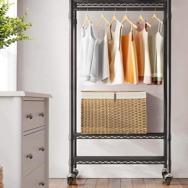 Alt view image 3 of 7 - 180L Wicker Storage Basket with Lid, Handwoven Rattan Large Shelf Basket with Removable Liner, 47.6 Gallon Wicker Basket for Blanket, Storage Trunk with Handle for Closet, Bedroom, Livingroom, Natural