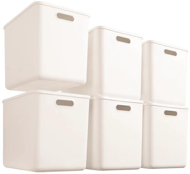 Main image of 6 pack large plastic White storage bins with Lids, Toy Box Chest with HandleOrganizer Containers Baskets for Baby,NurseryShelvesPlayroom, BedroomOffice,Closethome (White, 6XL)