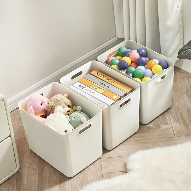 Alt view image 2 of 5 - 6 pack large plastic White storage bins with Lids, Toy Box Chest with HandleOrganizer Containers Baskets for Baby,NurseryShelvesPlayroom, BedroomOffice,Closethome (White, 6XL)