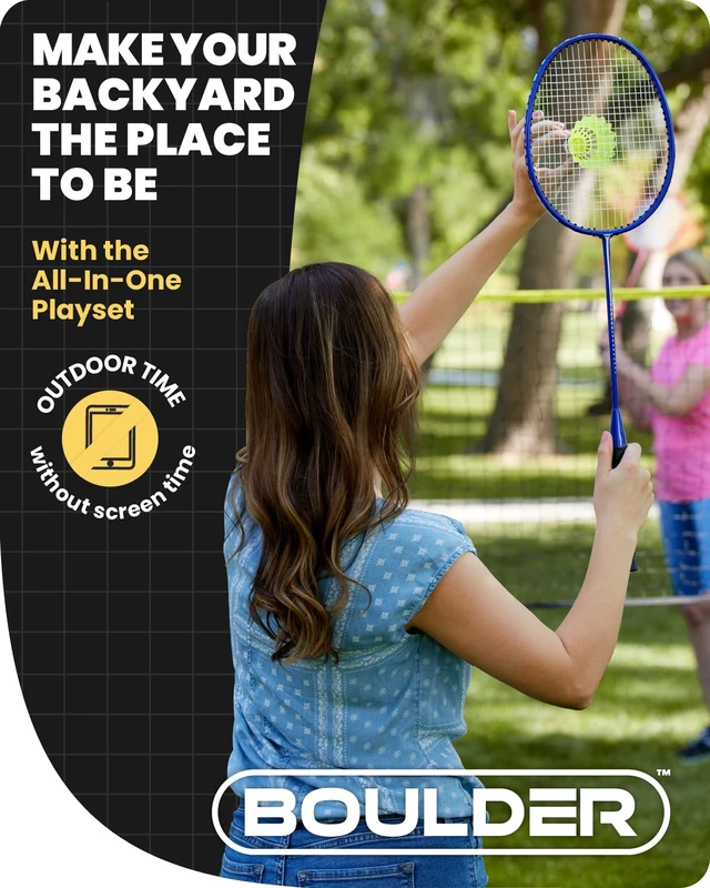 Alt view image 6 of 7 - Sports All-in-One Pickleball & Badminton Set - Portable, Adjustable Net with Paddles & Rackets