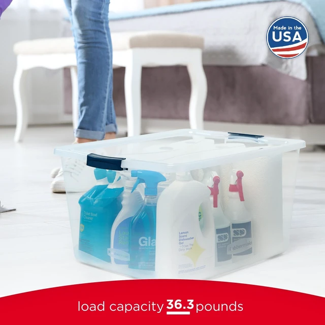 Alt view image 5 of 7 - Cleverstore 71 Qt Clear Storage Bins with Lids, 4-Pack, Stackable, BPA-Free, Made in USA