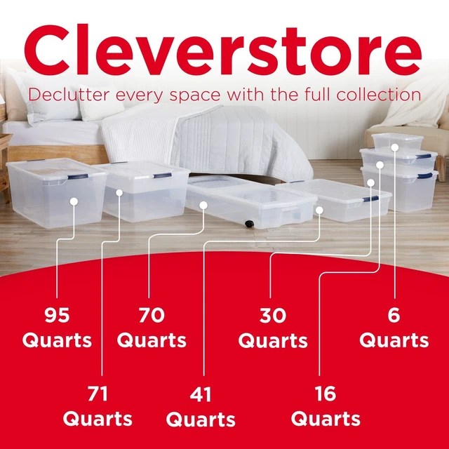 Alt view image 6 of 7 - Cleverstore 71 Qt Clear Storage Bins with Lids, 4-Pack, Stackable, BPA-Free, Made in USA