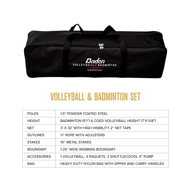 Alt view image 5 of 7 - Champions Volleyball Badminton Combo Set