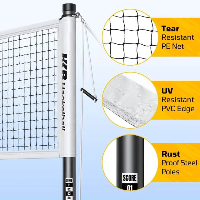 Alt view image 4 of 7 - Outdoor Badminton Net Set with Anti-Sag Winch System - 20ft Badminton Net, 4 Rackets, 3 Shuttlecocks & Carry Bag, Badminton Set for Backyard, Grass, Beach, Holiday Games