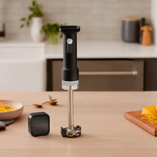 Alt view image 5 of 6 - Go Cordless Hand Blender, battery included, KHBRV71 | Cordless, 7" Blending Arm, Variable Speed Trigger Switch, 3-cup BPA -Free Blending Jar, Battery Included, Black Matte