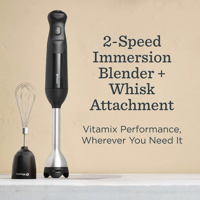 Alt view image 2 of 7 - 2-Speed Immersion Blender + Whisk Attachment, 350-Watt Motor, Black | 2-Speed Control, Stainless Blades, 5-Foot Cord, Blend in Any Container, Variable-Speed Control
