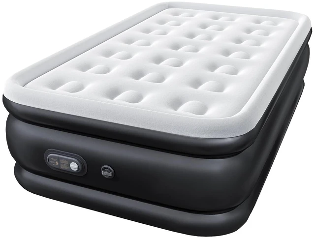 Main image of Queen Air Mattress with Built in Pump, 22 inch | Raised Self-Inflating Flocked Surface Portable Air Bed 440 LBS for Camping, Guests and Home, Strong Support & Non-Slip Bottom