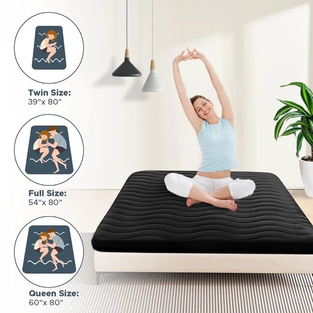 Alt view image 6 of 7 - Japanese Futon Floor Mattress Queen 3.5" Thick Black | Foldable Mattress Tatami Mat Sleeping Pad, 100% High Density Foam, Roll Up Floor Lounger Bed for Living Room Guest Room RV