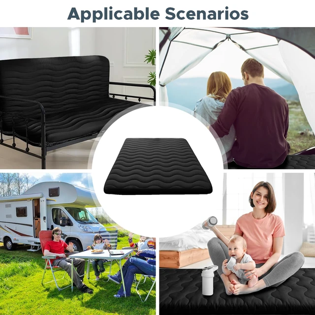 Alt view image 7 of 7 - Japanese Futon Floor Mattress Queen 3.5" Thick Black | Foldable Mattress Tatami Mat Sleeping Pad, 100% High Density Foam, Roll Up Floor Lounger Bed for Living Room Guest Room RV