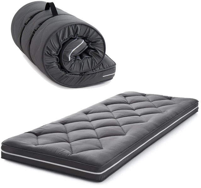 Main image of 4Inch Small Single Cot Mattress Topper,Gel Memory Foam(72X24X4) | 3-Layer Structure Floor Mattress,Removable Thickened Cover,Portable Roll Up Sleep Pad,Dark Gray