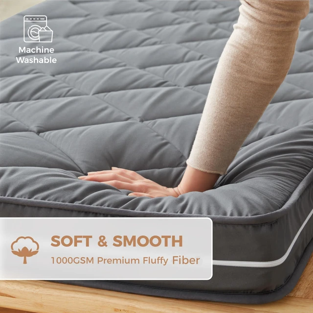 Alt view image 3 of 7 - 4Inch Small Single Cot Mattress Topper,Gel Memory Foam(72X24X4) | 3-Layer Structure Floor Mattress,Removable Thickened Cover,Portable Roll Up Sleep Pad,Dark Gray