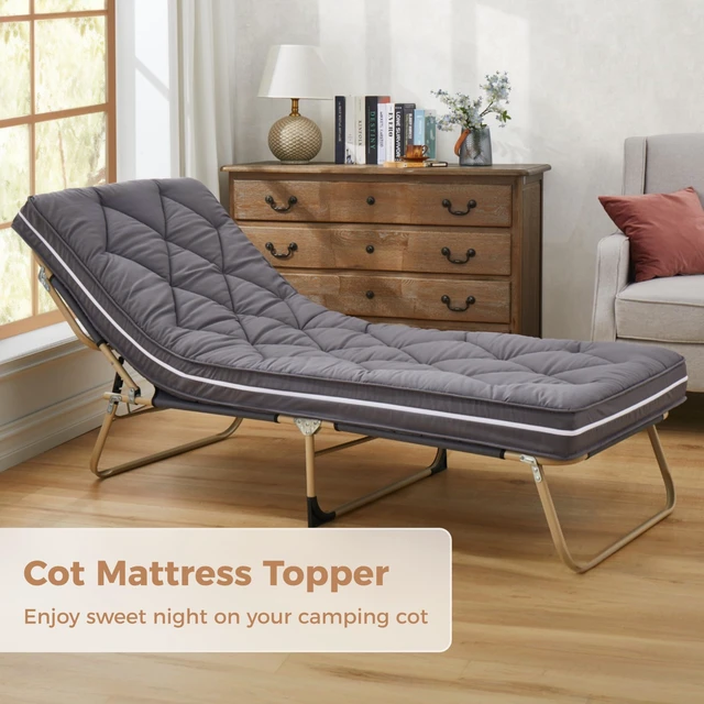 Alt view image 4 of 7 - 4Inch Small Single Cot Mattress Topper,Gel Memory Foam(72X24X4) | 3-Layer Structure Floor Mattress,Removable Thickened Cover,Portable Roll Up Sleep Pad,Dark Gray