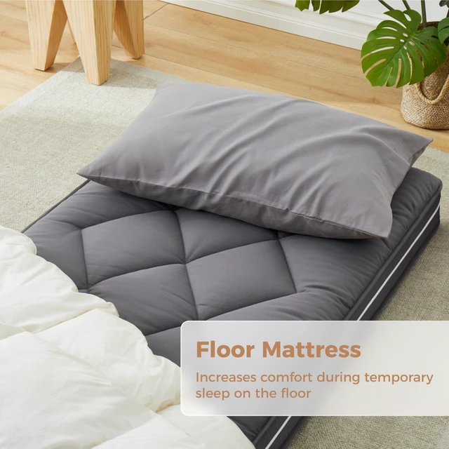 Alt view image 5 of 7 - 4Inch Small Single Cot Mattress Topper,Gel Memory Foam(72X24X4) | 3-Layer Structure Floor Mattress,Removable Thickened Cover,Portable Roll Up Sleep Pad,Dark Gray