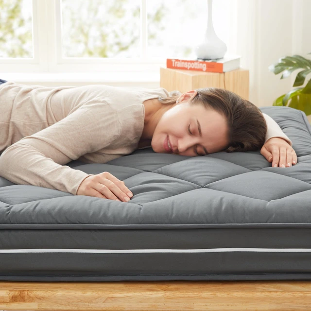 Alt view image 7 of 7 - 4Inch Small Single Cot Mattress Topper,Gel Memory Foam(72X24X4) | 3-Layer Structure Floor Mattress,Removable Thickened Cover,Portable Roll Up Sleep Pad,Dark Gray