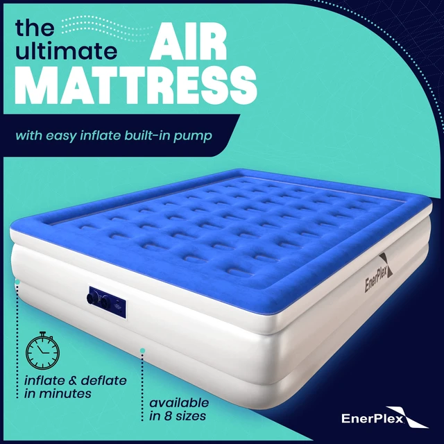 Alt view image 2 of 7 - Queen Air Mattress with Built-in Pump, 13" Raised Inflatable Bed | 2-Minute Built-In Pump Sets Up Effortlessly with No Tools & Never-Leak Technology Keeps It Firm & Comfortable All Night