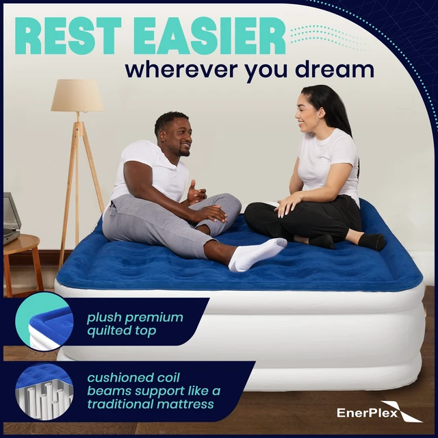 Alt view image 3 of 7 - Queen Air Mattress with Built-in Pump, 13" Raised Inflatable Bed | 2-Minute Built-In Pump Sets Up Effortlessly with No Tools & Never-Leak Technology Keeps It Firm & Comfortable All Night