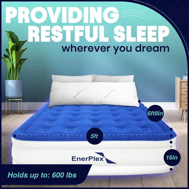 Alt view image 4 of 7 - Queen Air Mattress with Built-in Pump, 13" Raised Inflatable Bed | 2-Minute Built-In Pump Sets Up Effortlessly with No Tools & Never-Leak Technology Keeps It Firm & Comfortable All Night