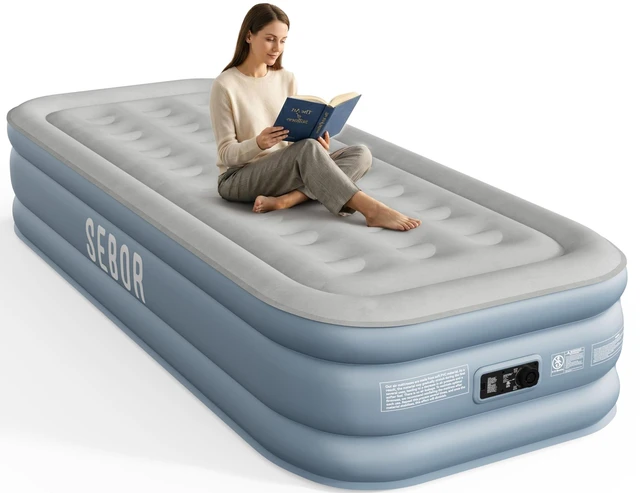 Main image of Air Mattress Twin with Built-in Pump 18", Comfortable Self-Inflating Blow up Mattress with High-Speed Pump, Durable Twin Size Air Mattress with Storage Bag for Guests, Moving, Camping, Travel