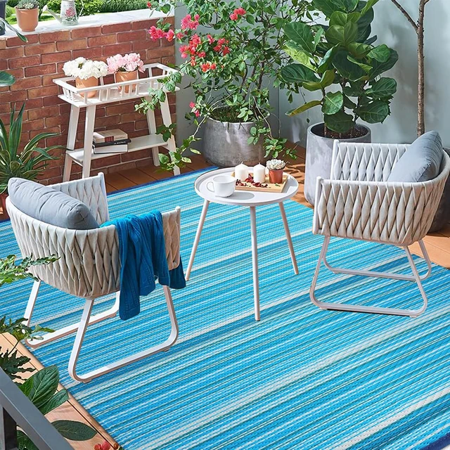 Main image of Reversible Outdoor/Indoor Plastic Rug Plastic Straw Rug Waterproof Portable Mat, Easy to Clean and Fold,Perfect for Garden, Patio, Picnic, Decking-Blue8x10Ft