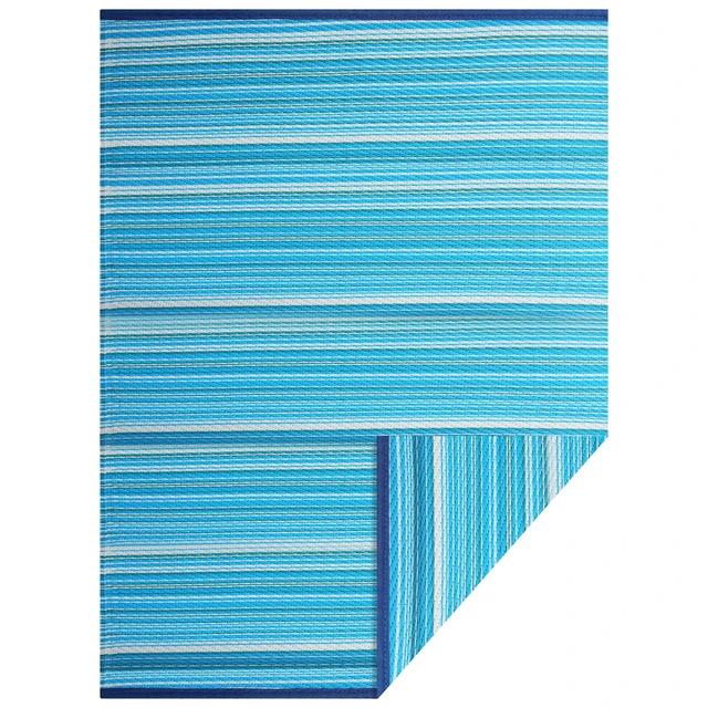Alt view image 4 of 6 - Reversible Outdoor/Indoor Plastic Rug Plastic Straw Rug Waterproof Portable Mat, Easy to Clean and Fold,Perfect for Garden, Patio, Picnic, Decking-Blue8x10Ft
