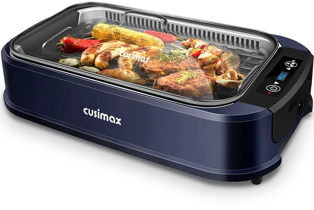Main image of Indoor Grill Electric Smokeless Grill Portable Korean BBQ, Blue | with Turbo Smoke Extractor Technology, Adjustable Temperature, Non-stick Removable Plate, Tempered Glass Lid, Great for Party