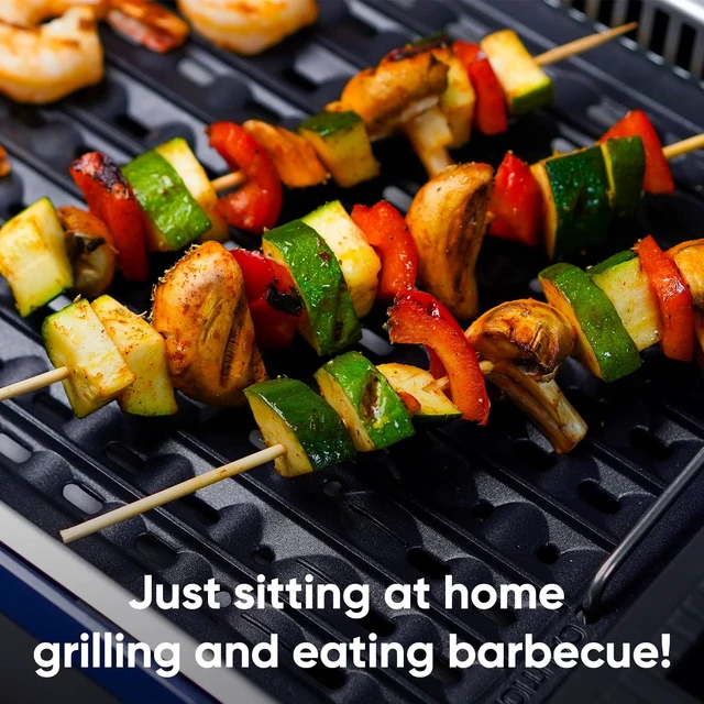 Alt view image 7 of 7 - Indoor Grill Electric Smokeless Grill Portable Korean BBQ, Blue | with Turbo Smoke Extractor Technology, Adjustable Temperature, Non-stick Removable Plate, Tempered Glass Lid, Great for Party
