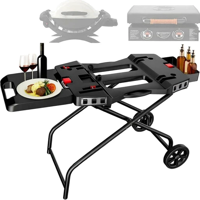Main image of Outdoor Grill Stand for Weber Q1200, Q1000, Q2200, Q2400, Portable Grill Cart for Blackstone 17"& 22" Table Top Griddles, for Weber Grill,Griddle Stand for Blackstone,for Travel and Camping