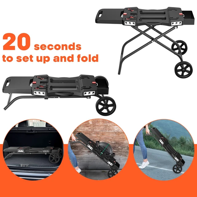 Alt view image 5 of 7 - Outdoor Grill Stand for Weber Q1200, Q1000, Q2200, Q2400, Portable Grill Cart for Blackstone 17"& 22" Table Top Griddles, for Weber Grill,Griddle Stand for Blackstone,for Travel and Camping