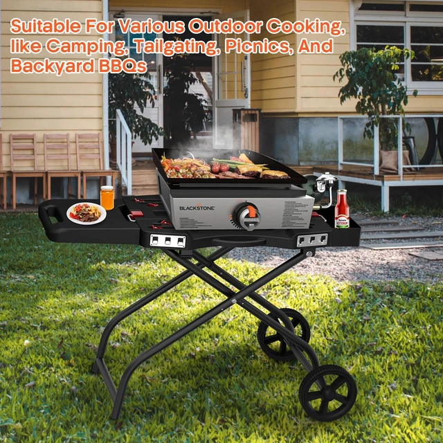 Alt view image 6 of 7 - Outdoor Grill Stand for Weber Q1200, Q1000, Q2200, Q2400, Portable Grill Cart for Blackstone 17"& 22" Table Top Griddles, for Weber Grill,Griddle Stand for Blackstone,for Travel and Camping